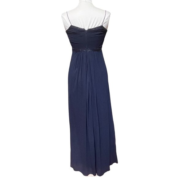Adrianna Papell Navy Blue Beaded Maxi Dress Sweetheart Bodice Flowy Skirt Size 6 - Picture 6 of 10